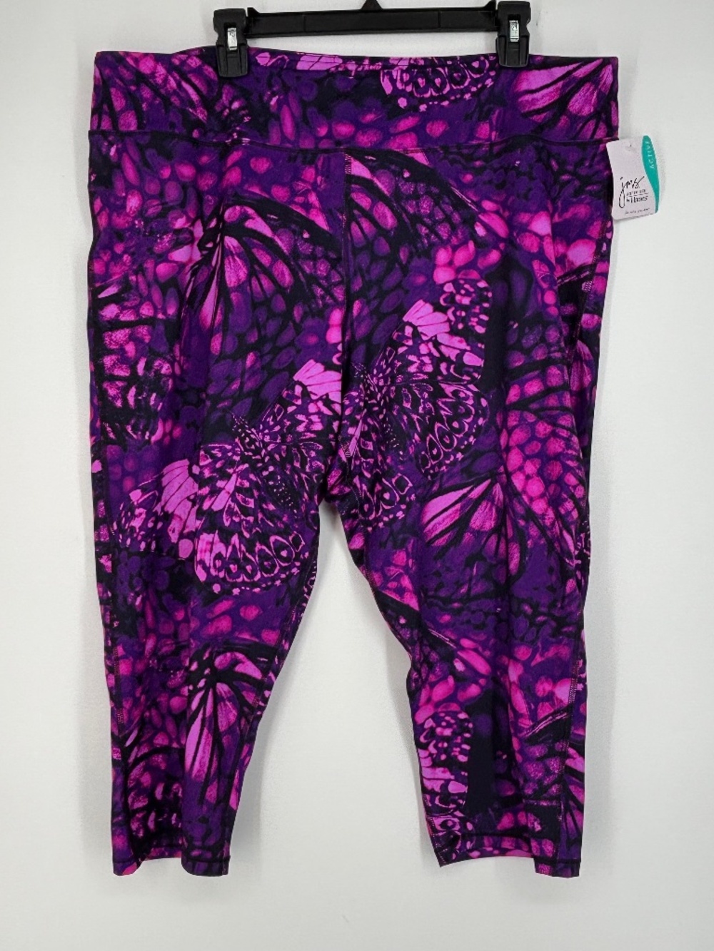 JMS Just My Size Active Womens 3X Capri Leggings Purple Pink Butterfly Skinny